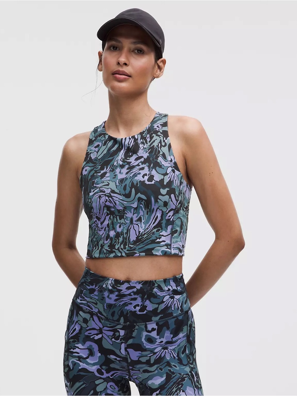 NWT Lululemon Swift Speed Cropped Tank Top *B/C Cup Flower Med Multi Gym Yoga